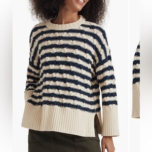 Madewell Yasmin Stripe Lattice Stitch Sweater
